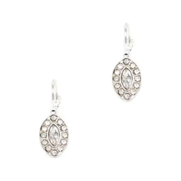 Rounded Diamond CZ Earrings - Silver/Clear
