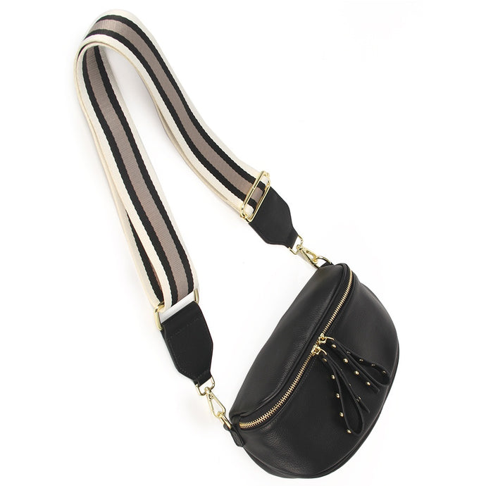 Obsessed Bag - Black / Gold Hardware with Toffee Strap