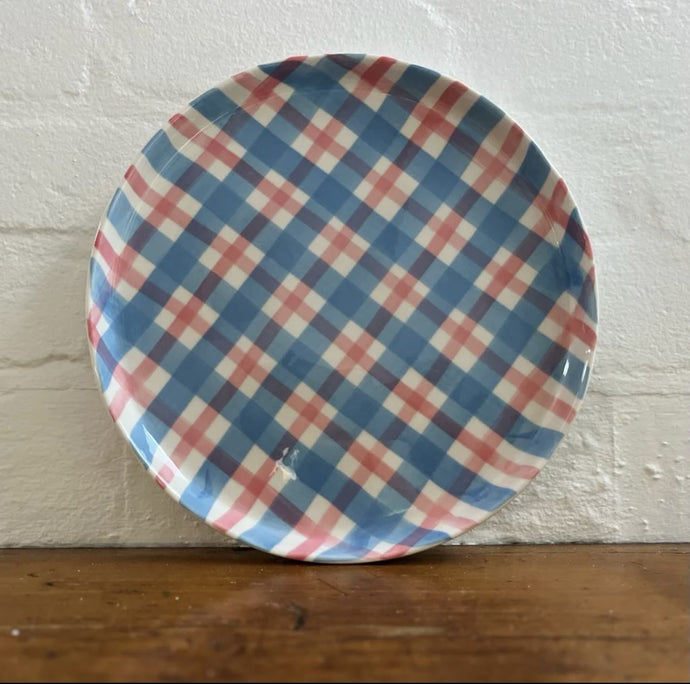 Blue & Pink Gingham Platter