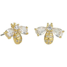 Load image into Gallery viewer, Gold Crystal Bee Studs