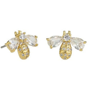 Gold Crystal Bee Studs