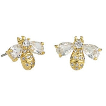 Gold Crystal Bee Studs