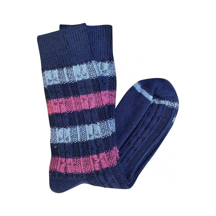 'Chunky Cable' Merino Wool Socks - Blue