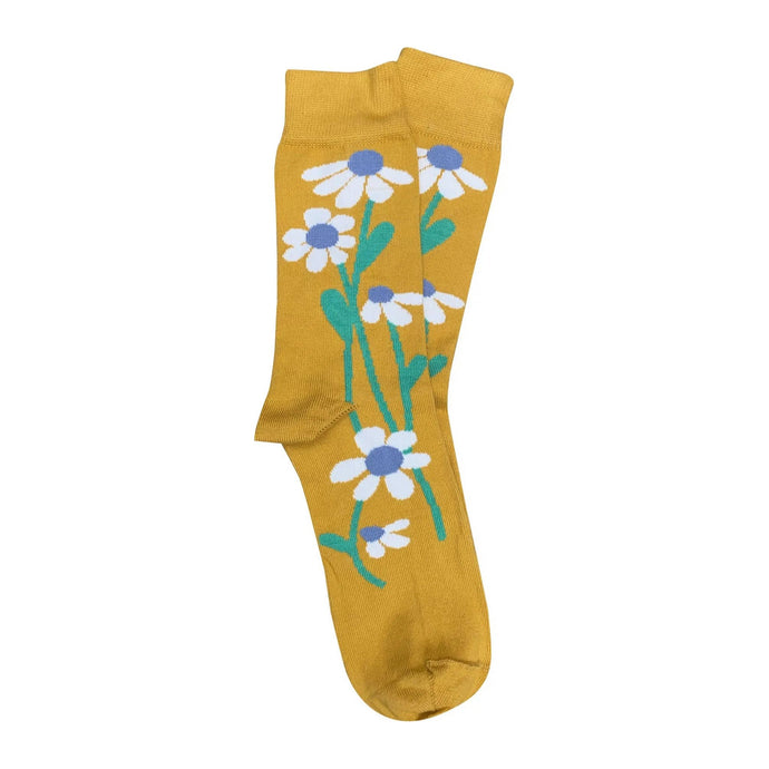 Daisy Cotton Socks - Mustard