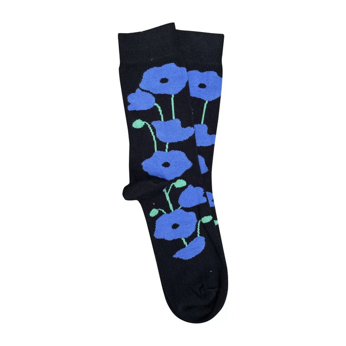 Poppy Cotton Socks - Black & Blue