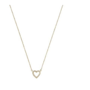 Gold & Pink Crystal Heart Necklace